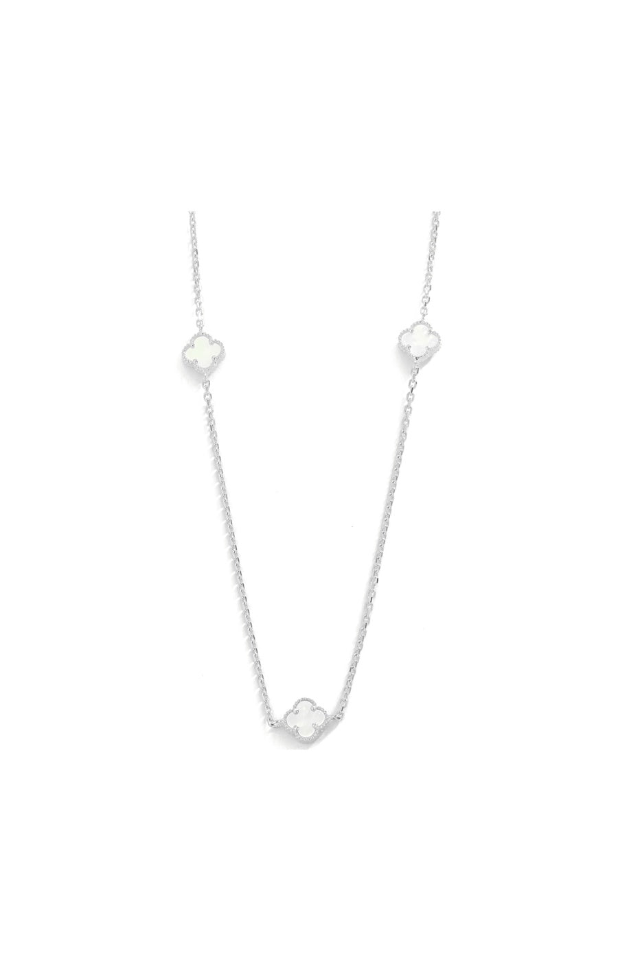 Collier - Argent 925/000, nacre blanc & zircon