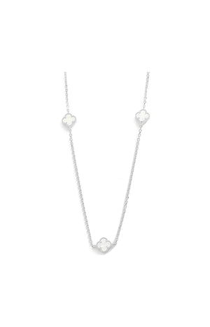 Collier - Argent 925/000, nacre blanc & zircon