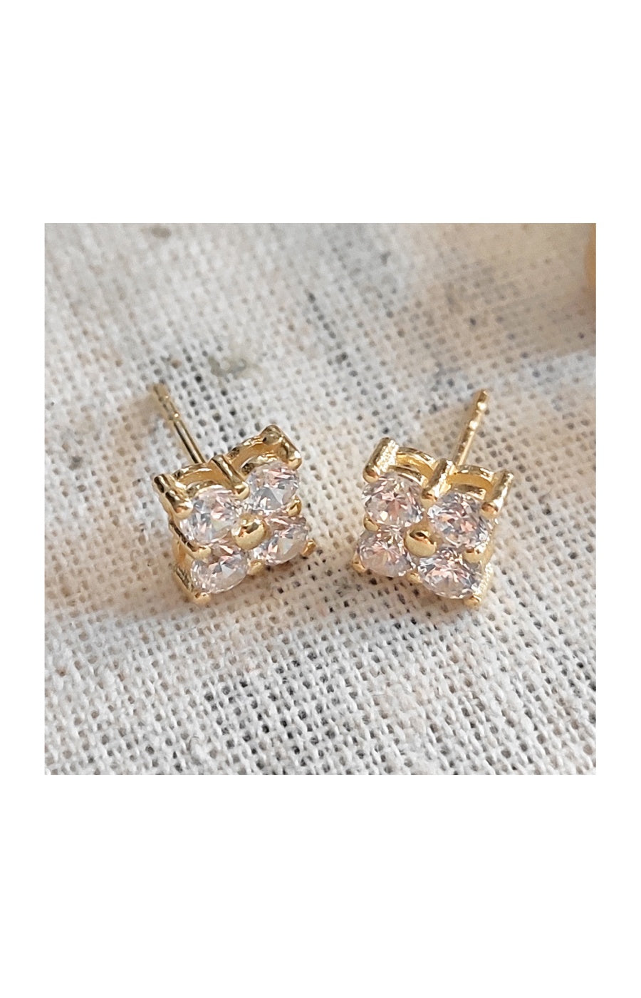 Boucle d'oreille unitaire - Argent 925/000 plaqué or & zircons