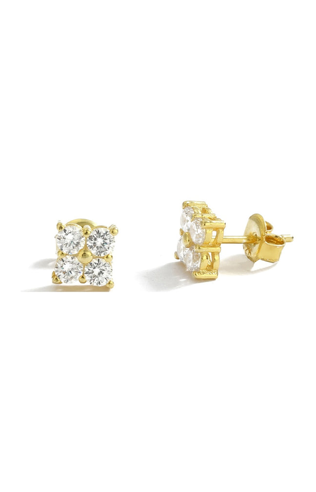 Boucle d'oreille unitaire - Argent 925/000 plaqué or & zircons