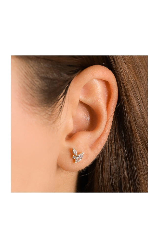 Boucles d'oreilles - Argent 925/000 plaqué or & zircons