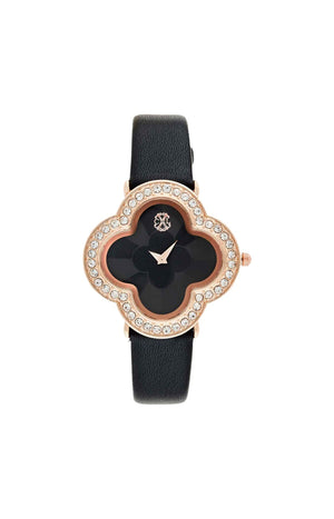 Montre à quartz - Cuir noir