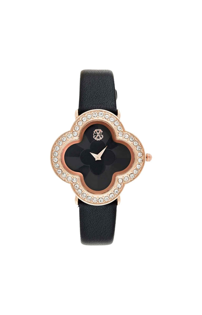 Montre à quartz - Cuir noir