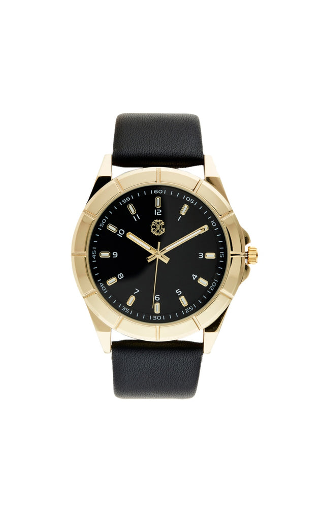 Montre à quartz - Polyuréthane - Noir & doré - Homme