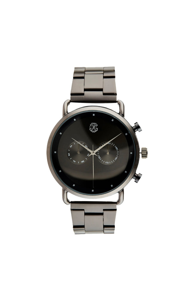 Montre à quartz - Alliage & laiton - Gris & noir - Homme