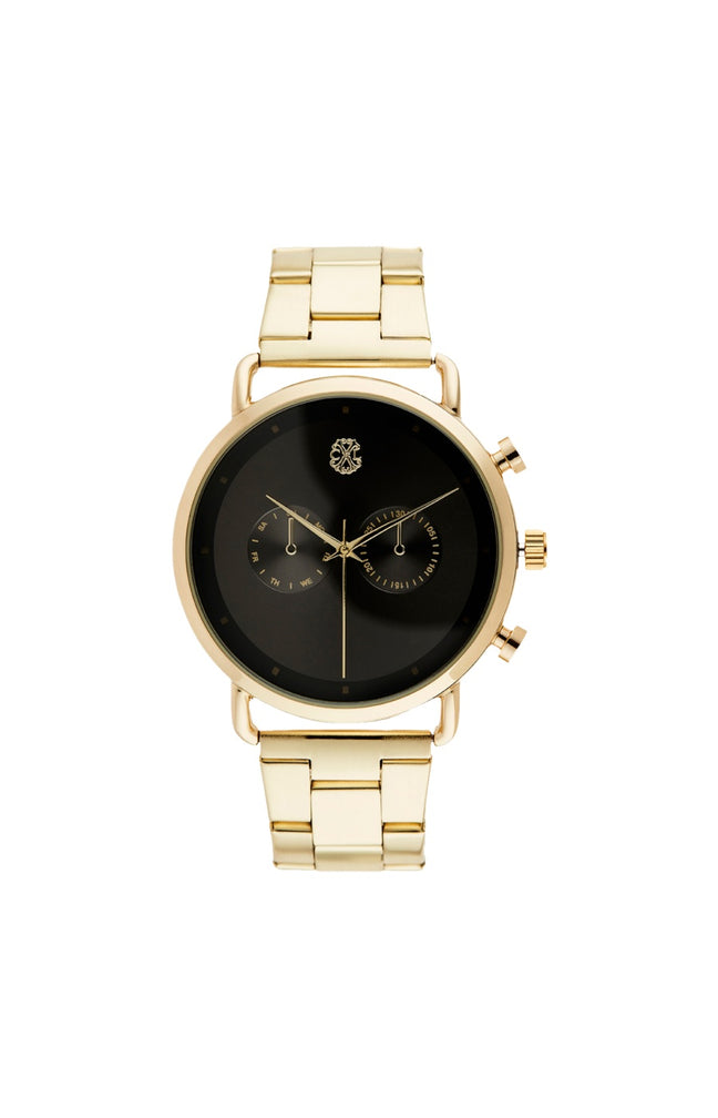 Montre à quartz - Alliage & laiton - Doré & noir - Homme