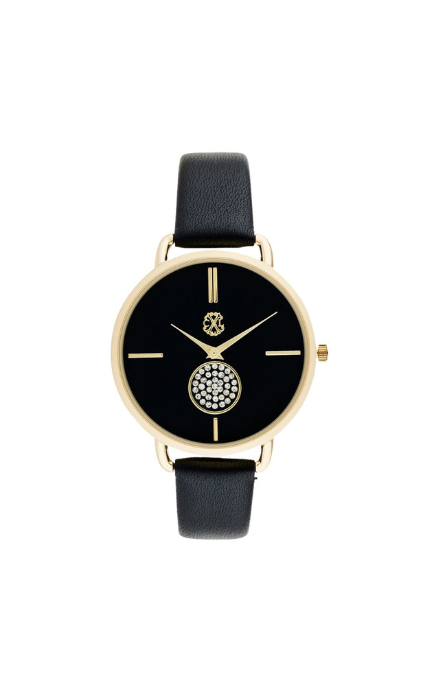Montre à quartz - Alliage & laiton - Noir & doré