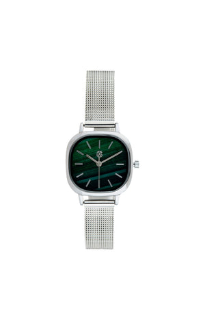 Montre à quartz - Alliage & laiton - Argenté & vert