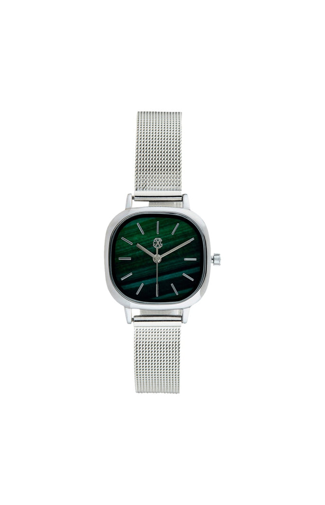 Montre à quartz - Alliage & laiton - Argenté & vert