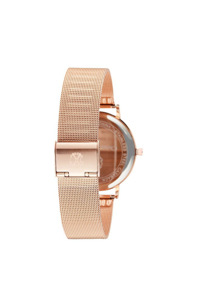 Montre à quartz - Alliage & laiton - Doré rose & noir