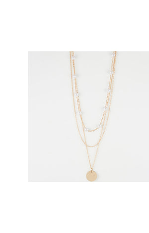 Collier 3 rangs - Alliage - Doré & blanc