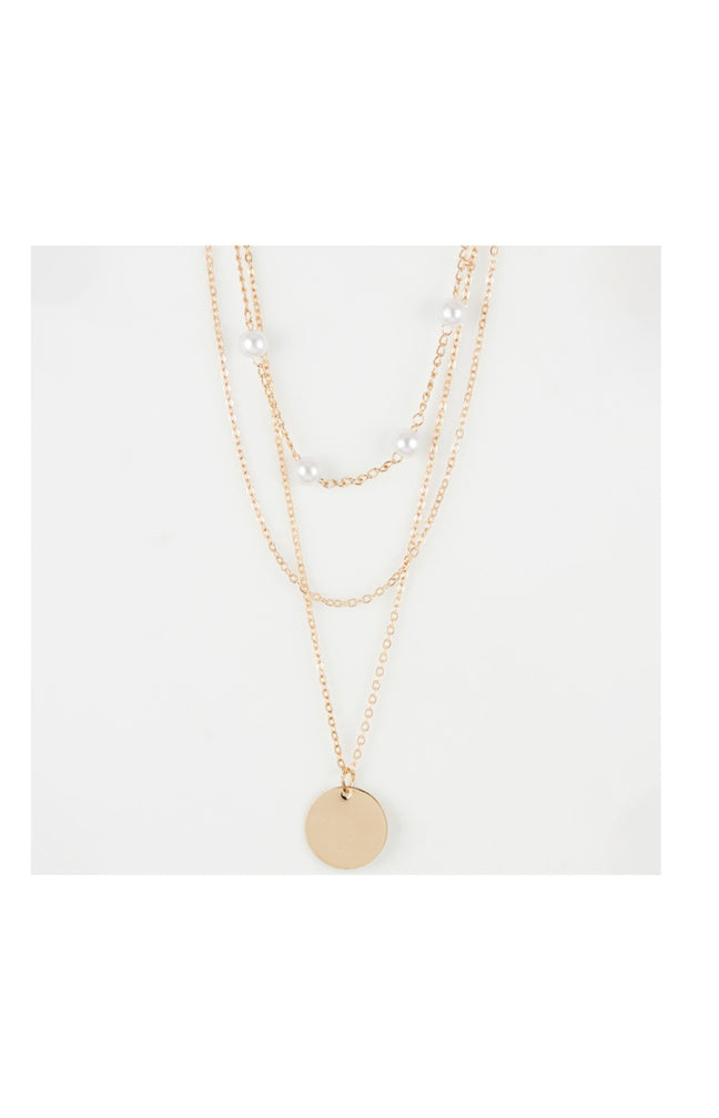 Collier 3 rangs - Alliage - Doré & blanc