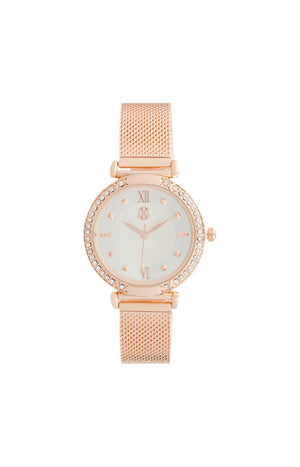 Montre à quartz - Alliage - Rose gold & blanc