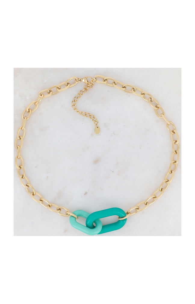 Collier Nadia - Acier inoxydable doré & résine