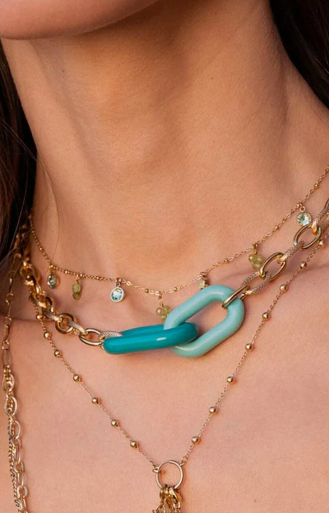 Collier Nadia - Acier inoxydable doré & résine