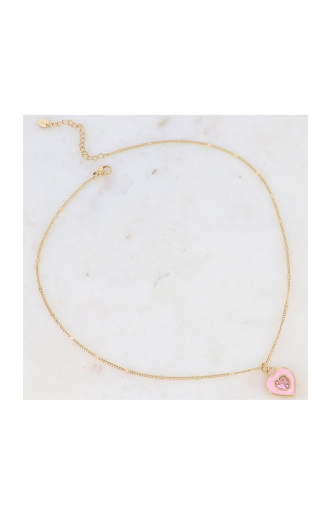 Collier Chlorisia - Acier inoxydable doré, émail & cristal