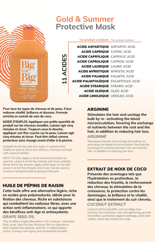 Masque protecteur - Noix de coco - Cheveux exposés au soleil - 300 ml