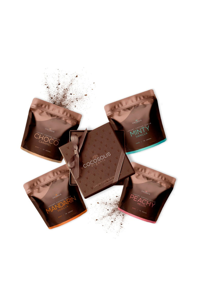 Coffret gommages naturels - Café - Visage & corps - 4 x 70 g