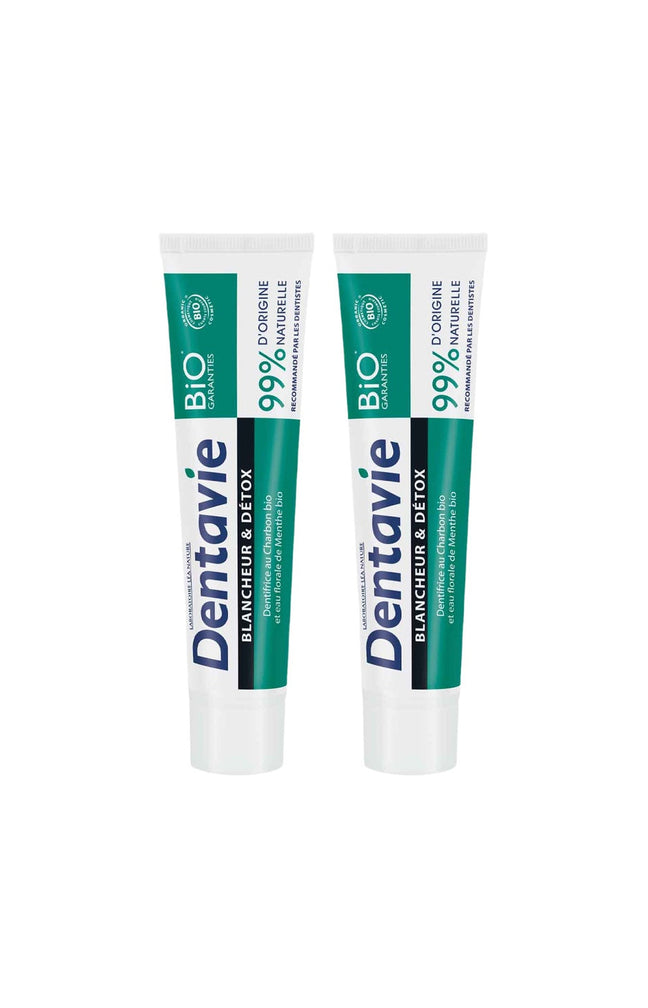 Dentifrices blancheur & détox bio - Charbon & eau florale de menthe - 2 x 75 ml