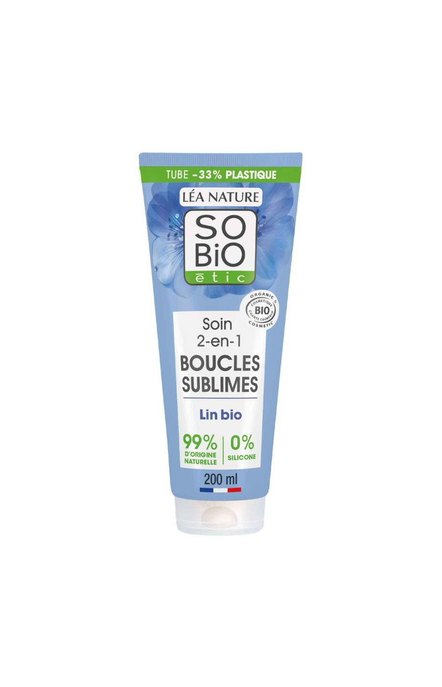 Soin 2-en-1 bio - Lin & vitamine F - Cheveux bouclés & ondulés - 200 ml