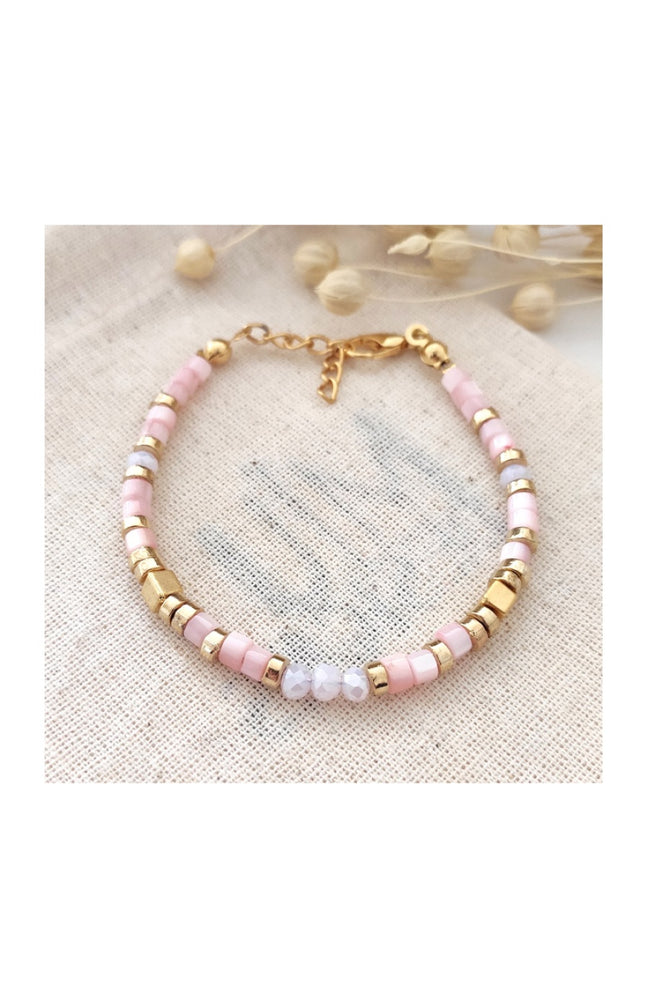 Bracelet - Laiton plaqué or & perles