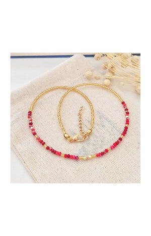 Collier - Laiton plaqué or & pierres