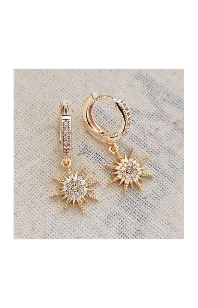 Boucles d'oreilles - Laiton plaqué or & pierres de zircon