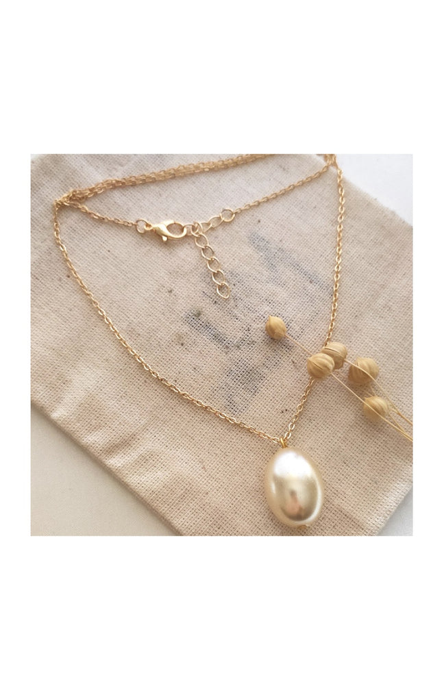 Collier - Laiton plaqué or & perle