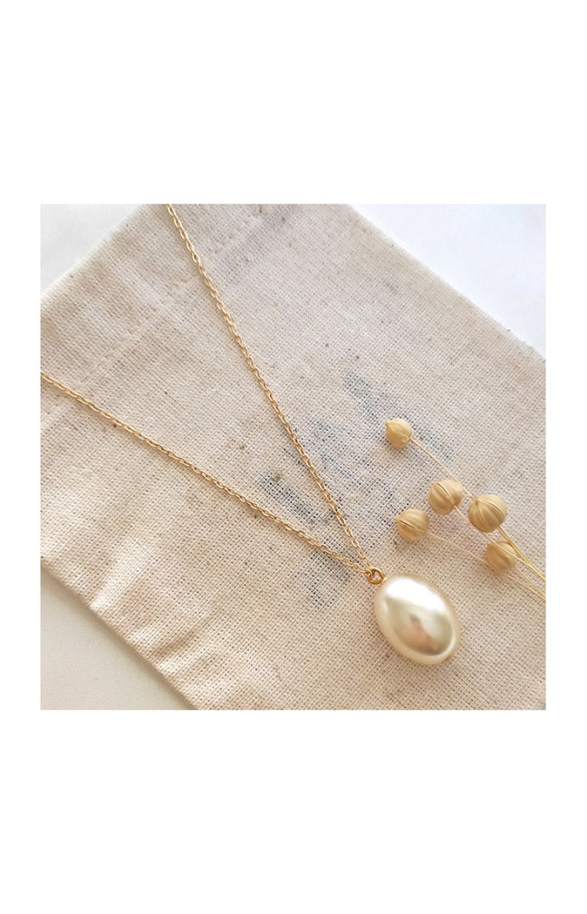 Collier - Laiton plaqué or & perle
