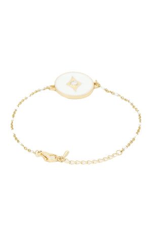 Bracelet - Laiton doré & nacre blanche
