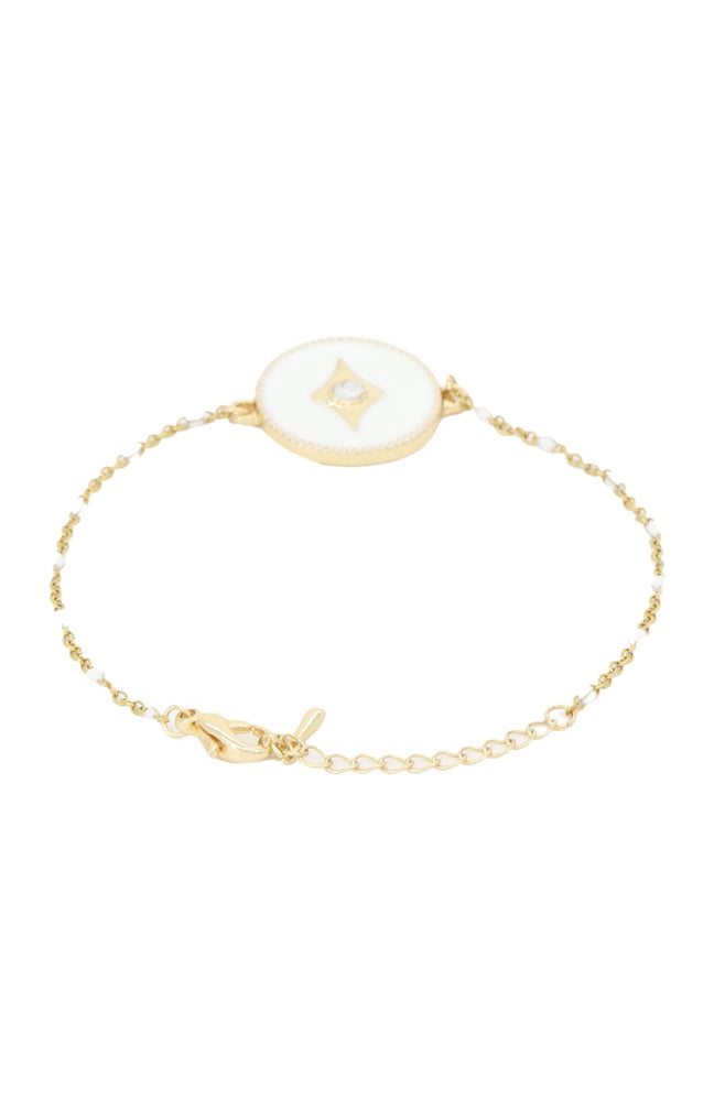 Bracelet - Laiton doré & nacre blanche
