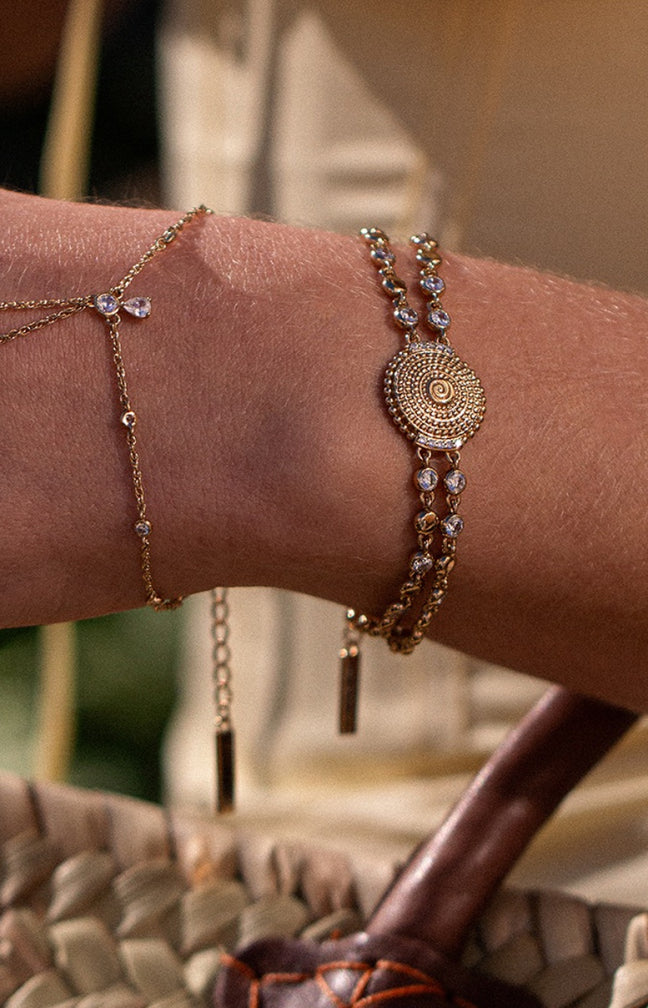 Bracelet - Soleil - Laiton doré or 1 micron