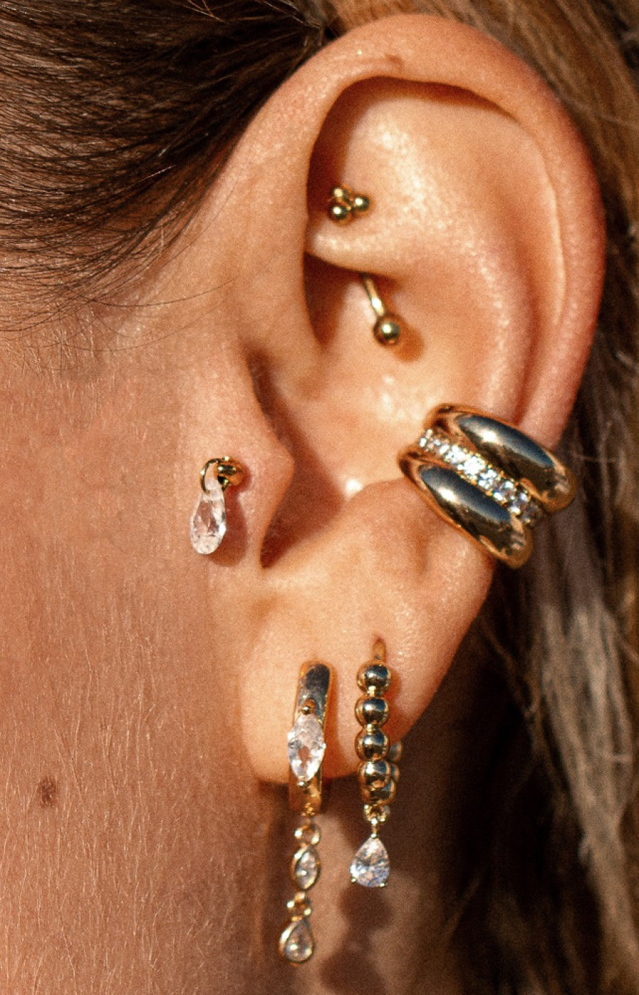 Boucles d'oreilles - Cassis créoles - Laiton doré or 1 micron
