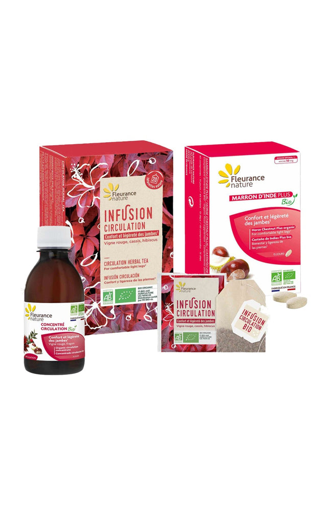 Routine jambes légère bio  - Vigne rouge & marron d'inde - 3 produits