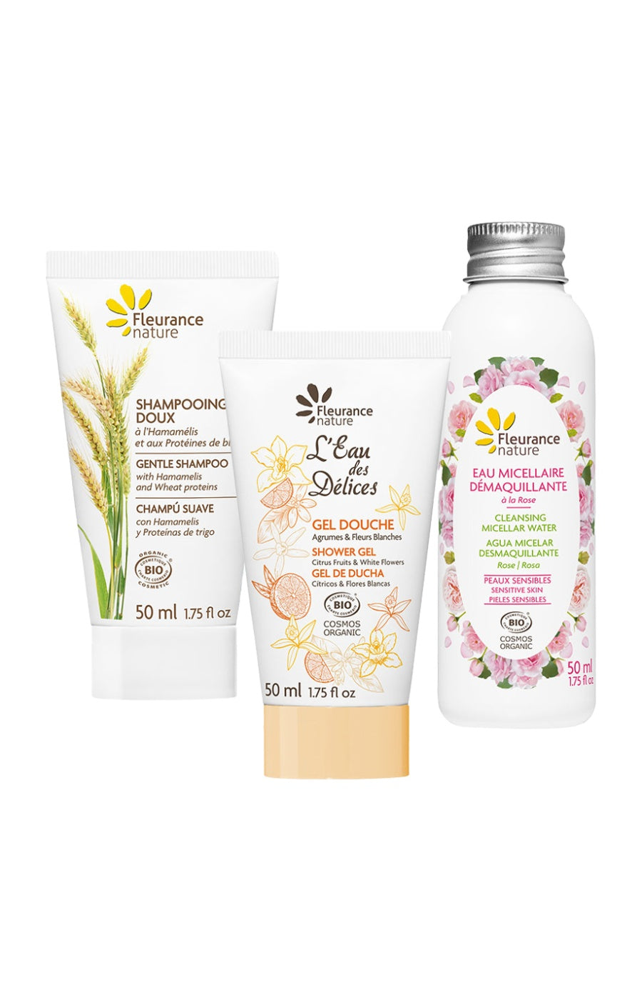 Routine nettoyante parfumée -  Visage, corps & cheveux - 3 x 50 ml