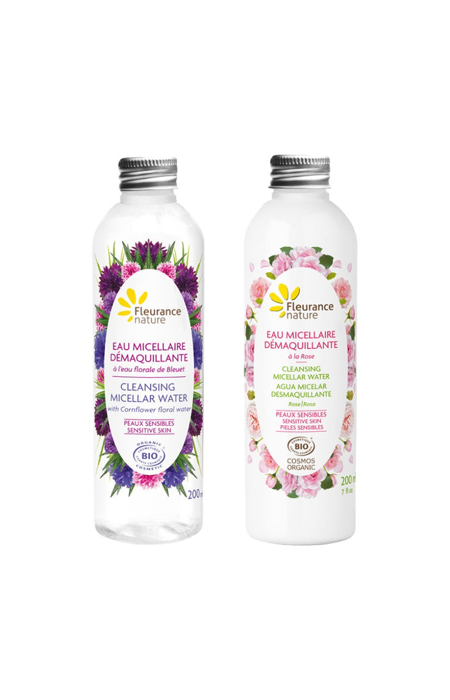 Eaux micellaires démaquillante bio - Rose  & bleuet - Peaux sensibles - 2 x 200 ml