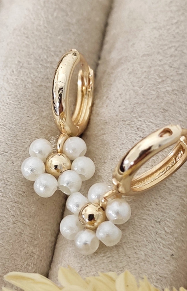 Boucles d'oreilles - Laiton plaqué or & perles