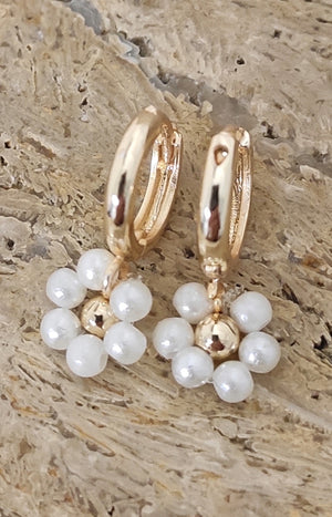 Boucles d'oreilles - Laiton plaqué or & perles
