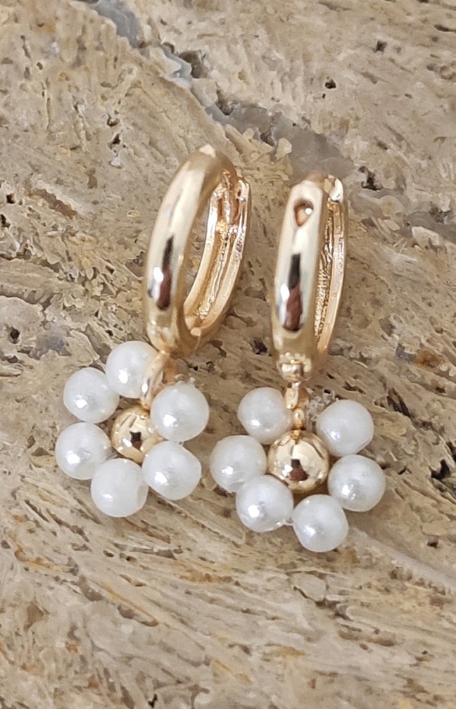 Boucles d'oreilles - Laiton plaqué or & perles