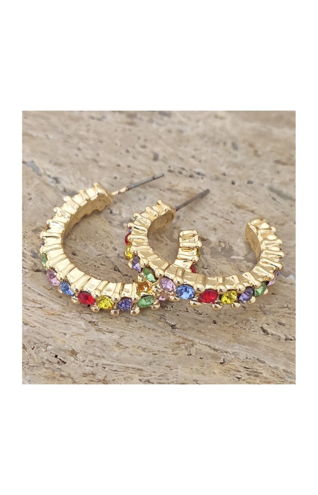Boucles d'oreilles - Laiton plaqué or & pierres de zircons