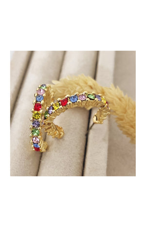 Boucles d'oreilles - Laiton plaqué or & pierres de zircons