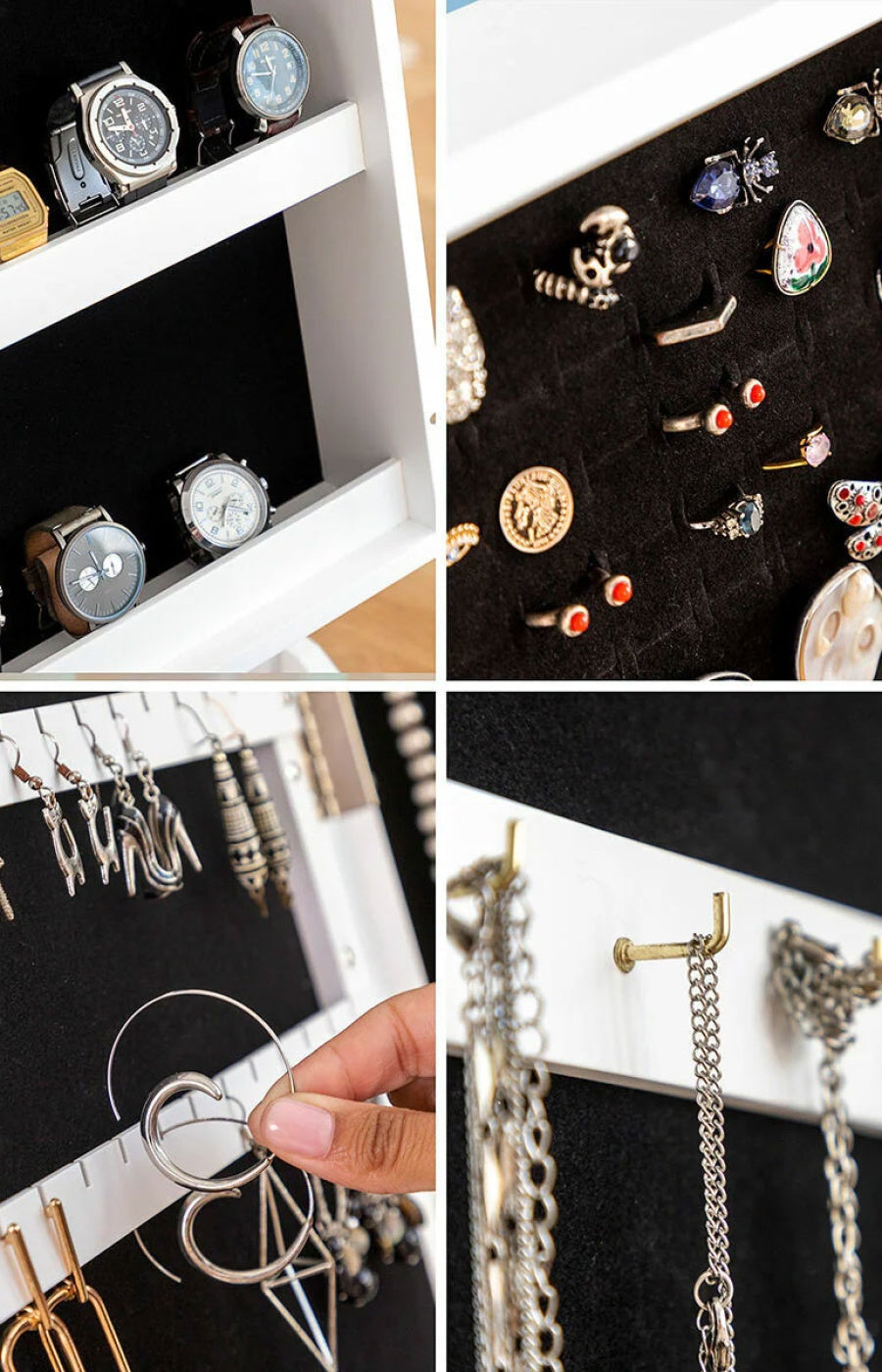 Armoire à bijoux miroir - Blanc