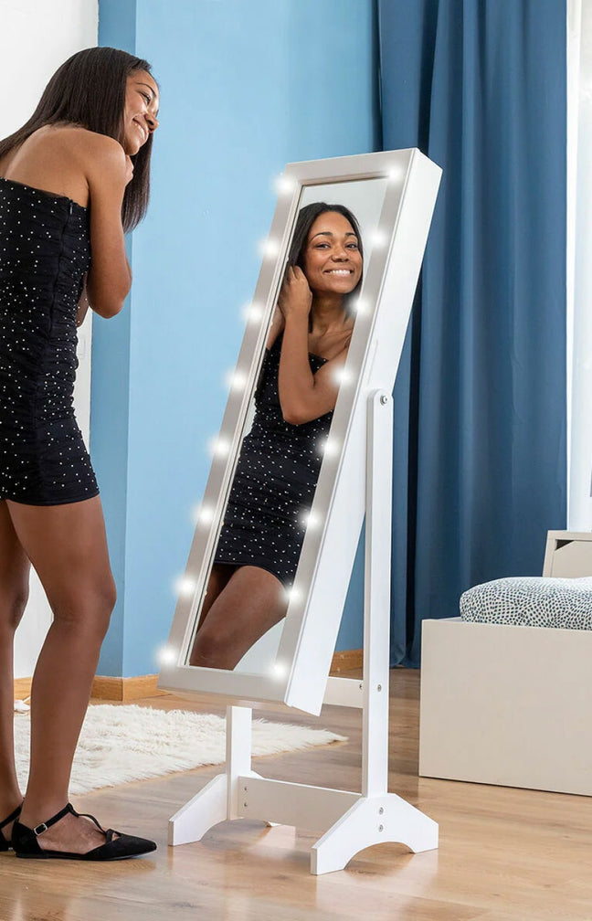Armoire à bijoux miroir - Blanc