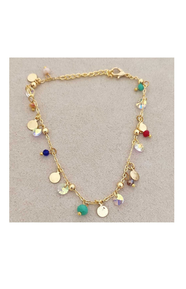 Bracelet de cheville - Laiton plaqué or & cristaux