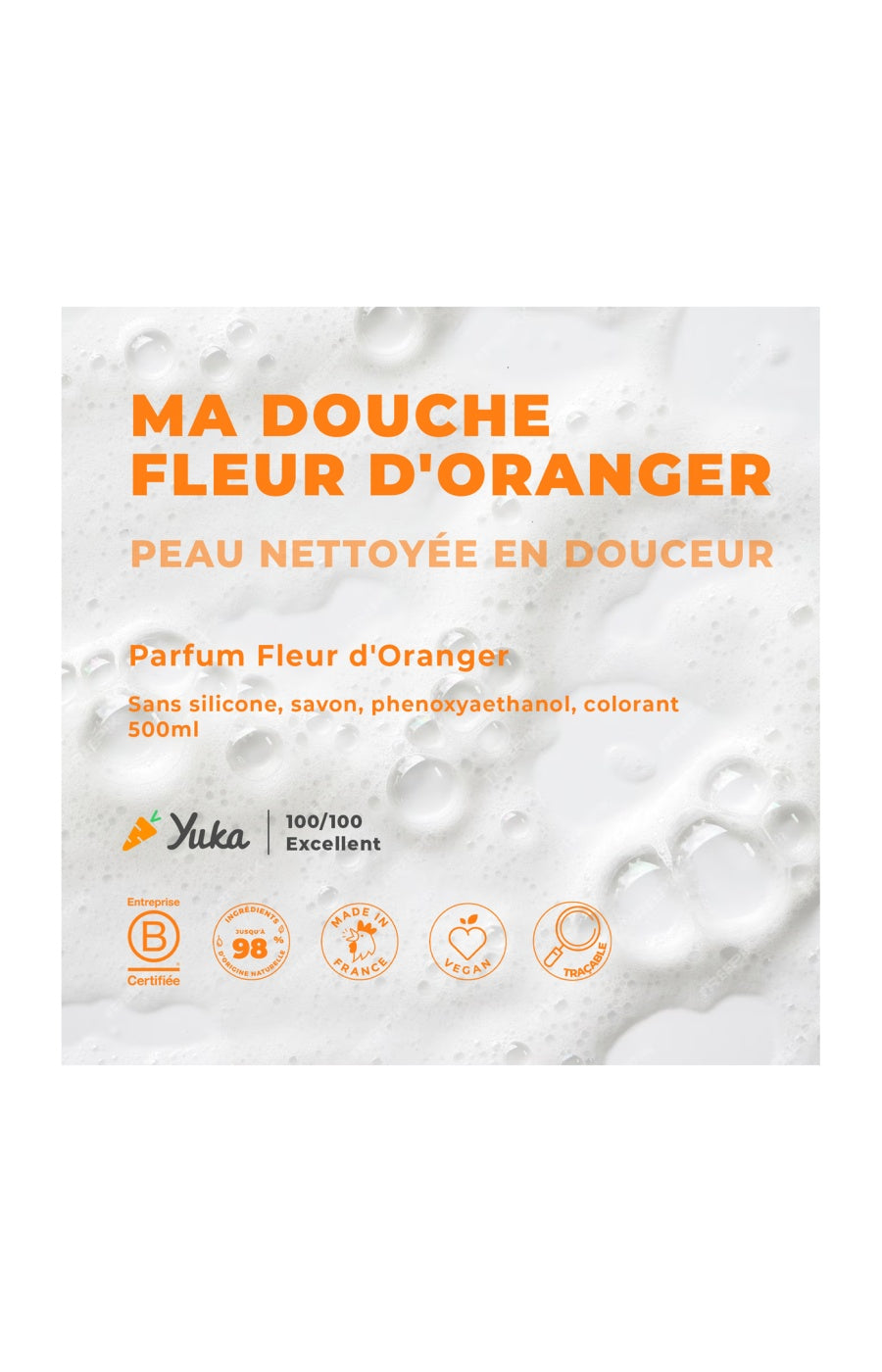 Gels douche hydratants - Fleur d'oranger & huile de lin bio - Peaux sèches - 2 x 500 ml