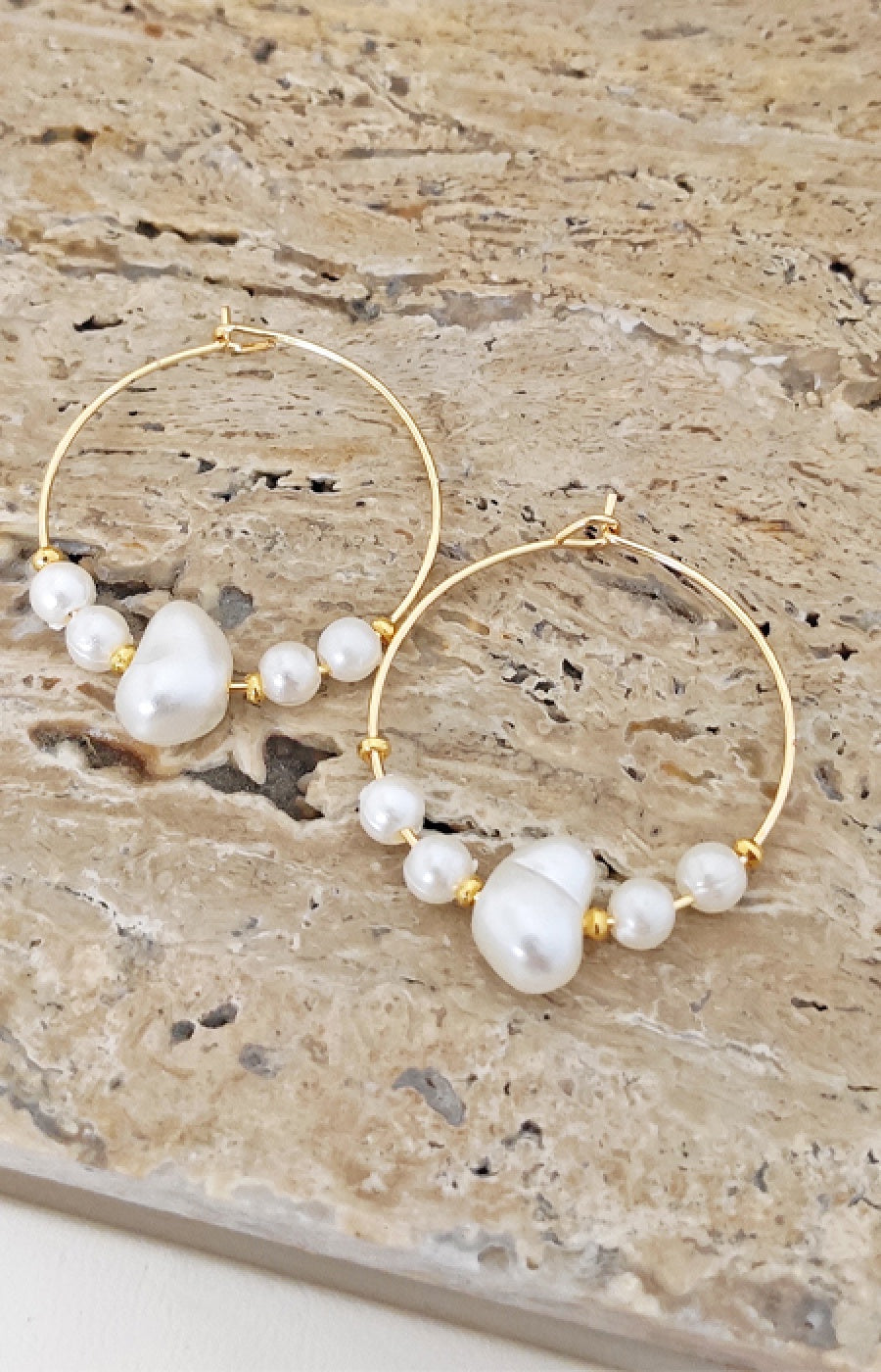 Boucles d'oreilles - Laiton plaqué or & perles