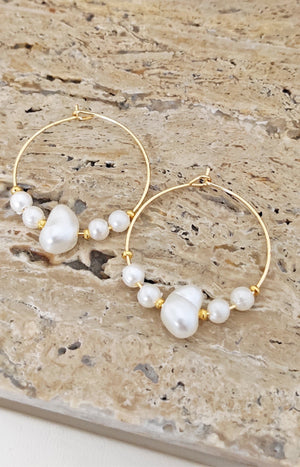 Boucles d'oreilles - Laiton plaqué or & perles