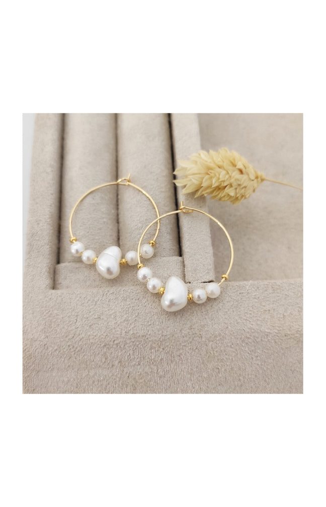 Boucles d'oreilles - Laiton plaqué or & perles
