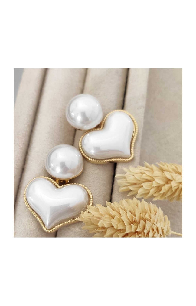 Boucles d'oreilles - Laiton plaqué or & perles synthétiques