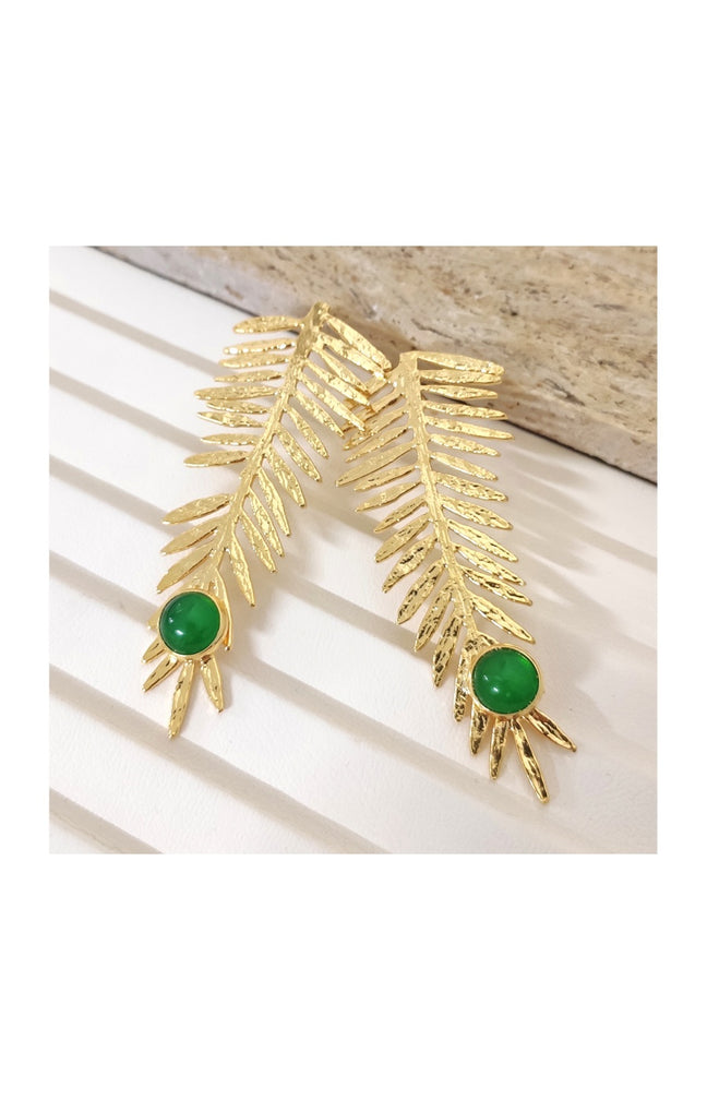 Boucles d'oreilles - Laiton plaqué or & pierres